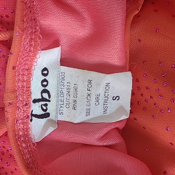 EUC Vintage Taboo women's hot orange pink sparkling fishtail midi dress S - Picture 12 of 16